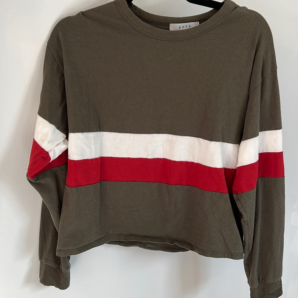 Gaze Medium Army Green Striped Long-Sleeve Shirt